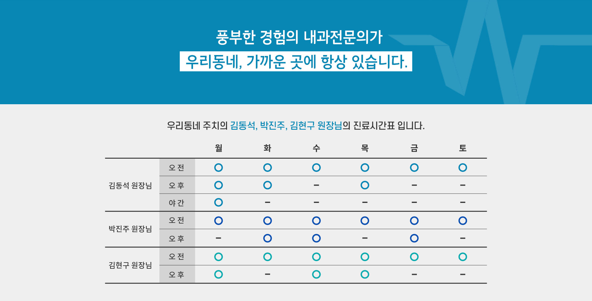 진료시간 타임테이블